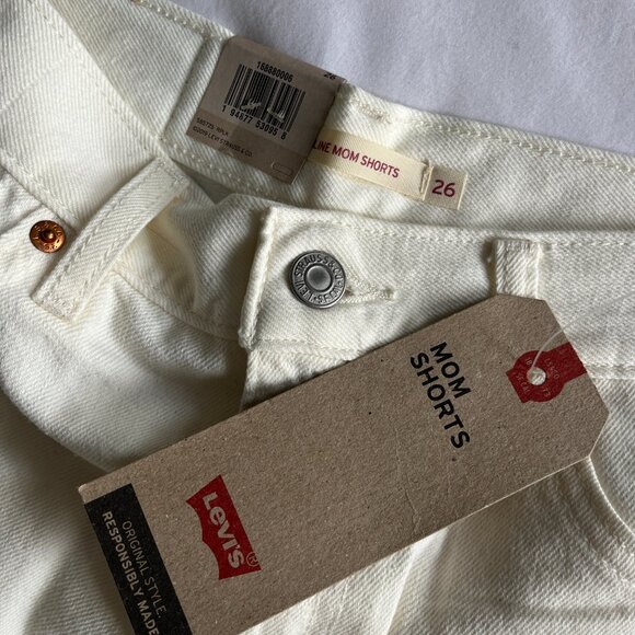 Levi's A-Line Denim High Rise Mom Shorts - Ivory - Size 26 - Picture 5 of 6